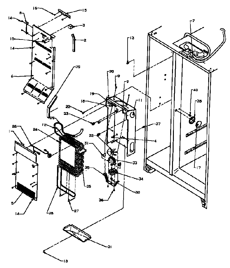 Evaporator And Air Handling Diagram and Parts List for SXD25AL-P1162436WL  Amana Refrigerator