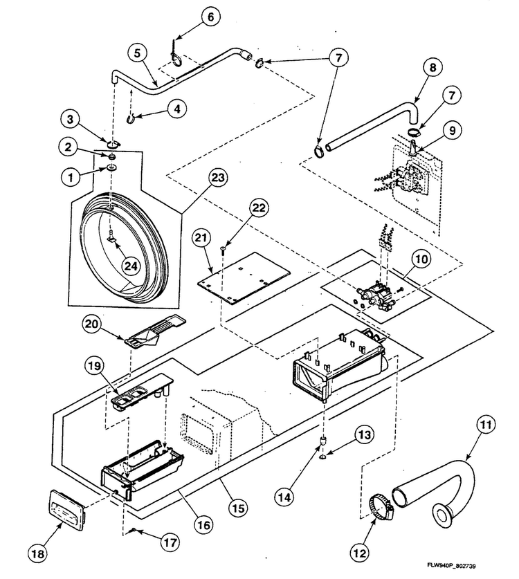 Dispenser Diagram and Parts List for SWFF71QN3050  Speed Queen Washer