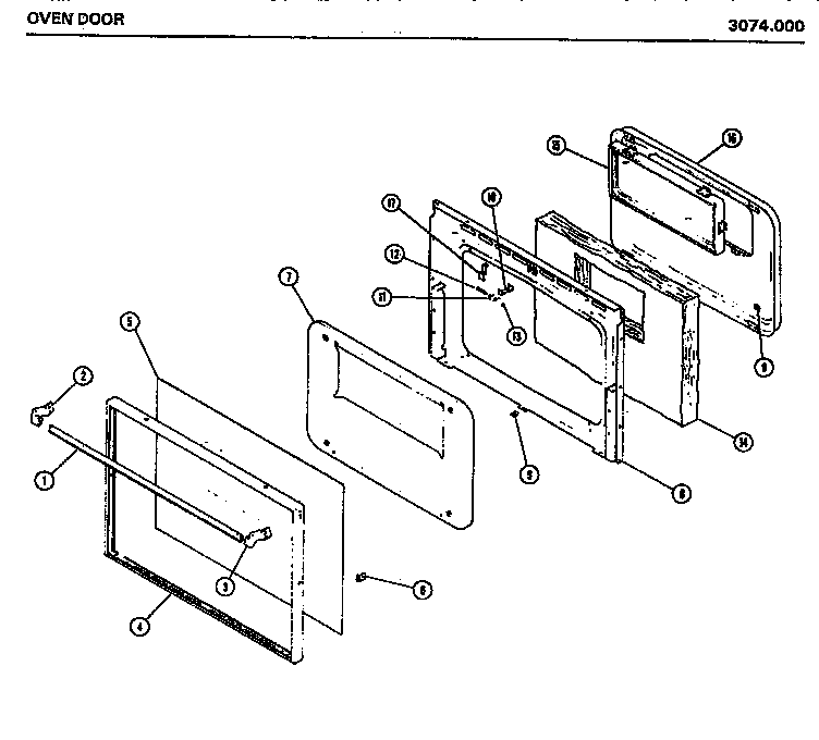 04 - OVEN DOOR Diagram and Parts List for 3074000  Maytag Microwave