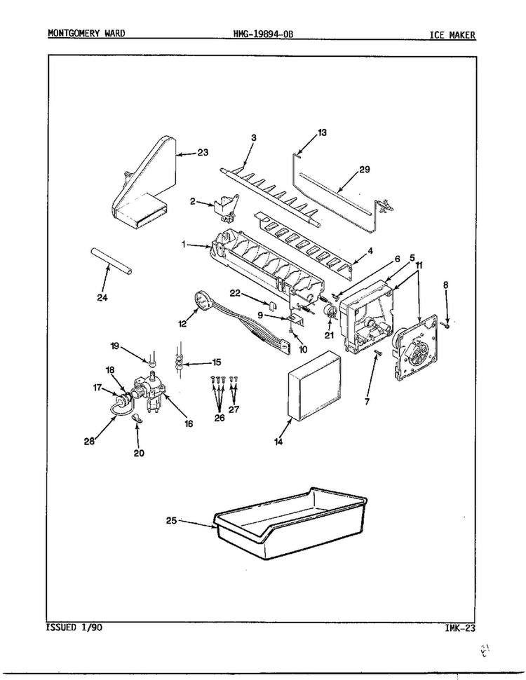 Ice Maker Diagram and Parts List for 19894A  Admiral Refrigerator