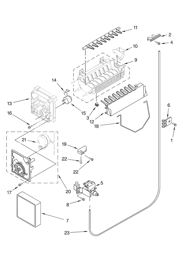 Icemaker Parts Diagram and Parts List for MSD2542VEU01  Maytag Refrigerator