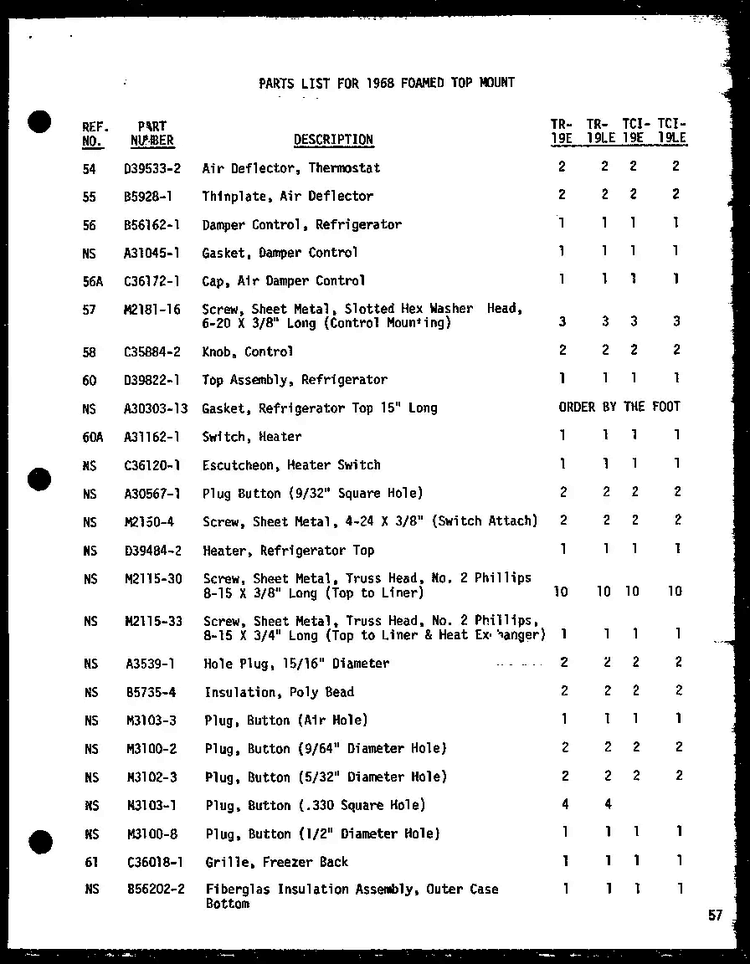 Section 21 Diagram and Parts List for DUR208-19-CL  Caloric Dishwasher
