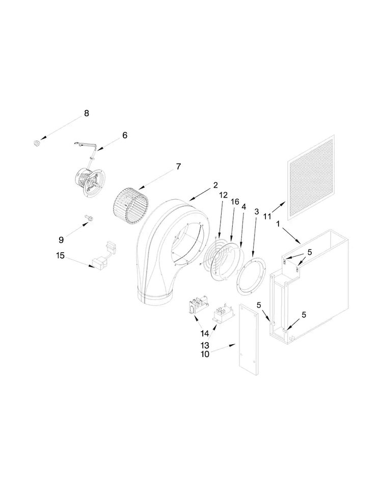 Blower Plenum Parts Diagram and Parts List for JGD8345ADB22  Jenn-Air Cooktop