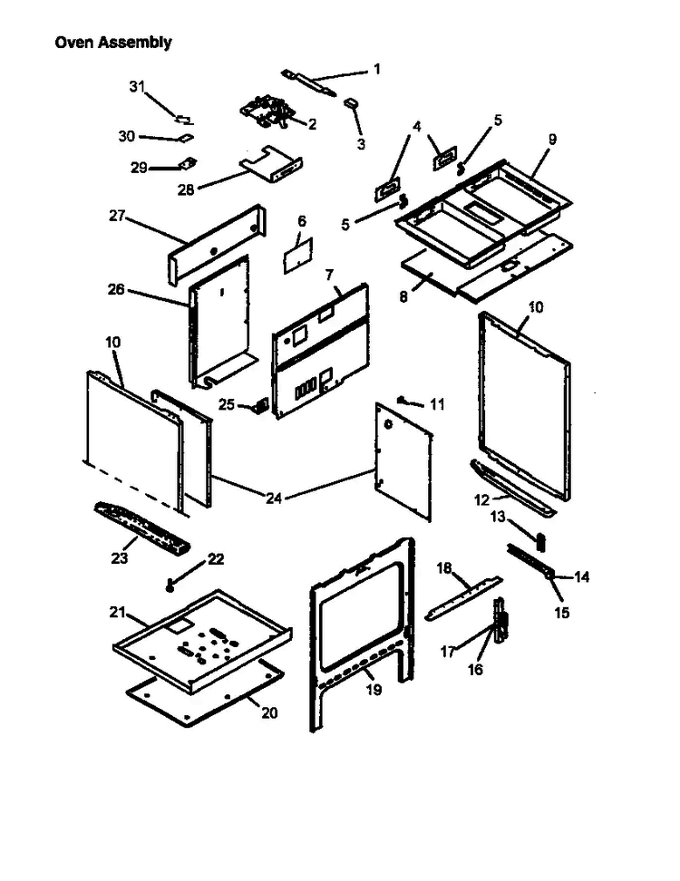 Panel Assembly Diagram and Parts List for CC13W P1155203S Amana Range
