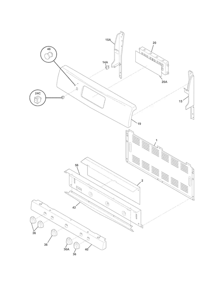 Backguard Diagram and Parts List for CRG3490LSF  Crosley Range