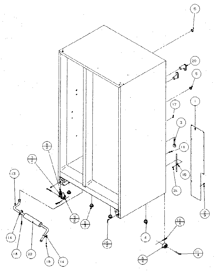 Rollers And Back Unit Diagram and Parts List for SX120J-P7870122W  Amana Refrigerator