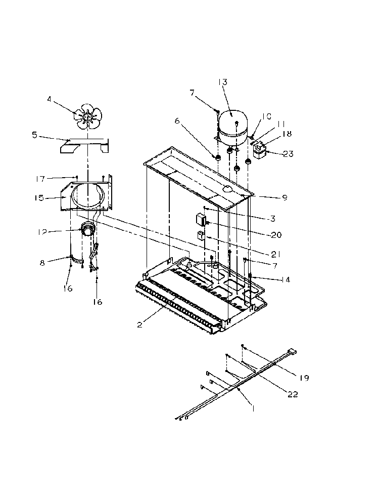 Compressor Compartment Diagram and Parts List for TX22S3L-P1196002WL  Amana Refrigerator