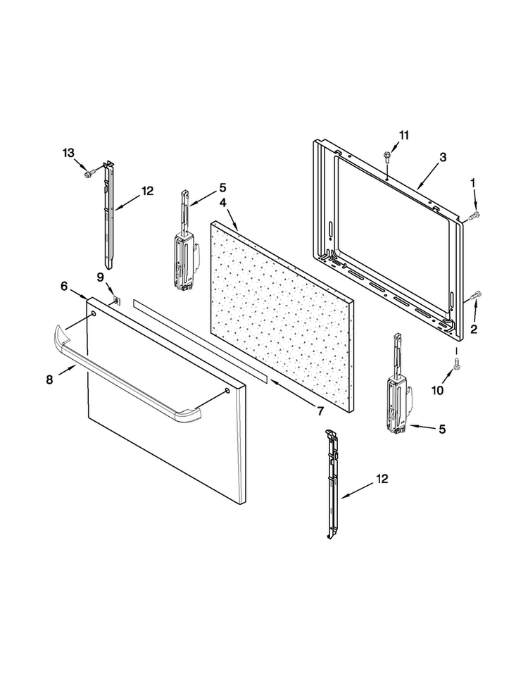Door Parts Diagram and Parts List for CGR3300XDW0  Magic Chef Range