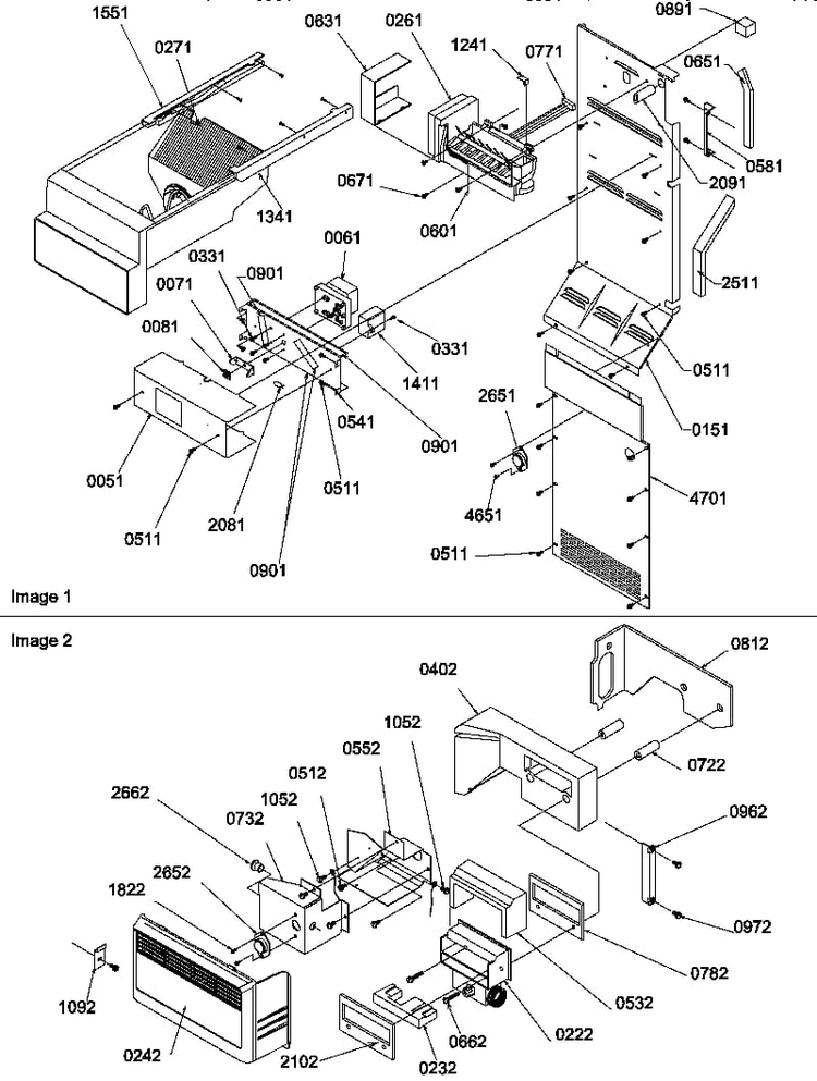 Ice Maker/control Assy Diagram and Parts List for SBDE20TPE-P1190905WE  Amana Refrigerator
