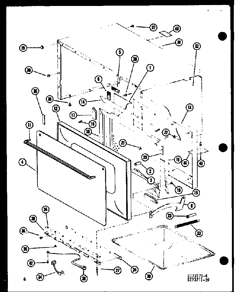 Outer Cabinet Diagram and Parts List for RRL-10A P74267-1M Amana Microwave
