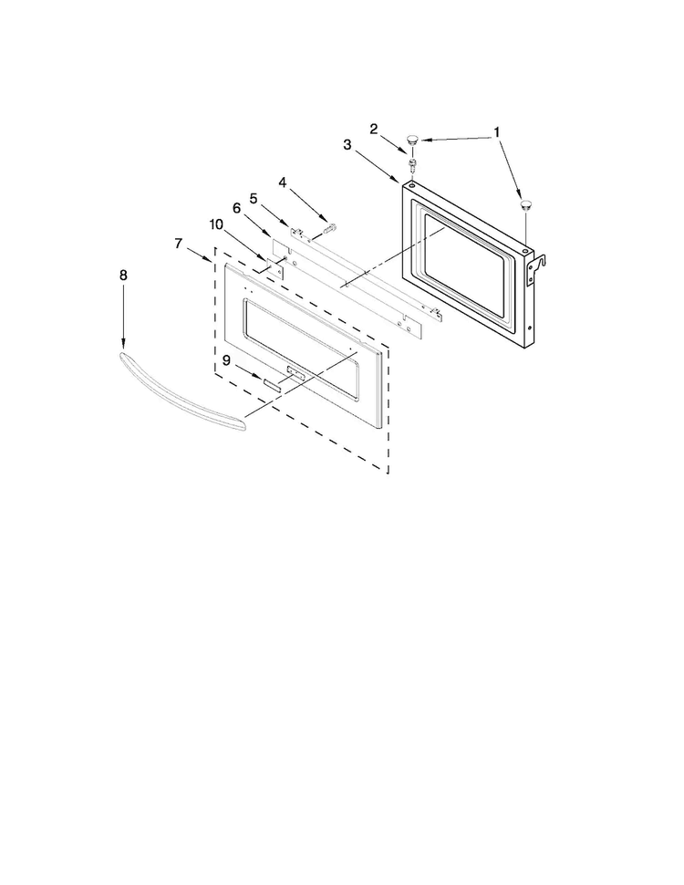 Microwave Door Parts Diagram and Parts List for JMW2327WS01  Jenn-Air Microwave