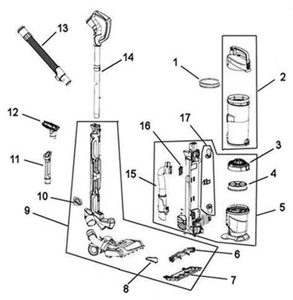 Diagram Diagram and Parts List for UH72540  Hoover Upright Vacuum