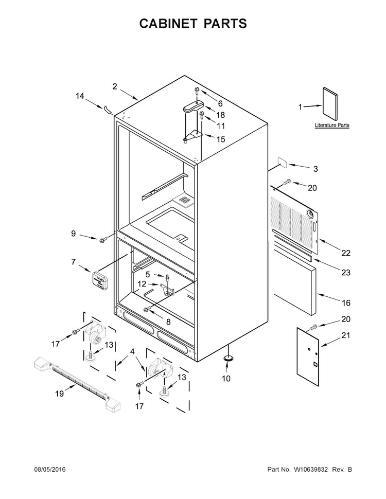 Cabinet Parts Diagram and Parts List for ABB1924BRM00  Amana Refrigerator