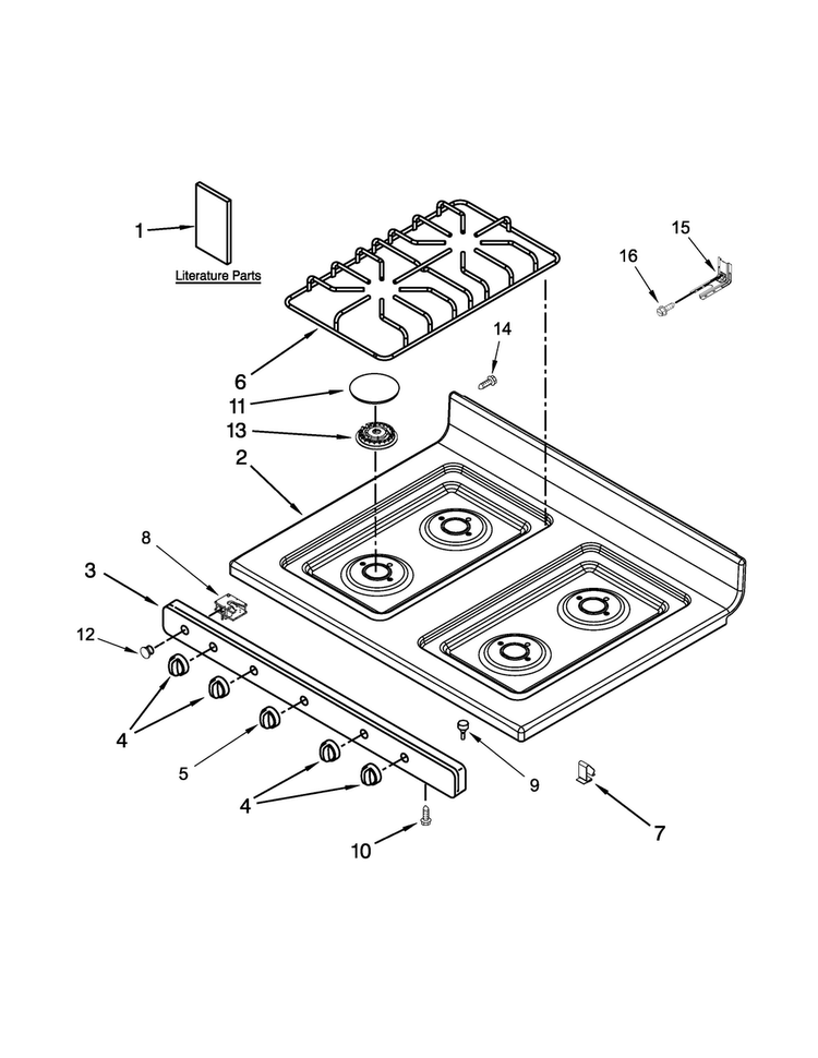 Cooktop Parts Diagram and Parts List for AGR3130BAW0  Amana Range