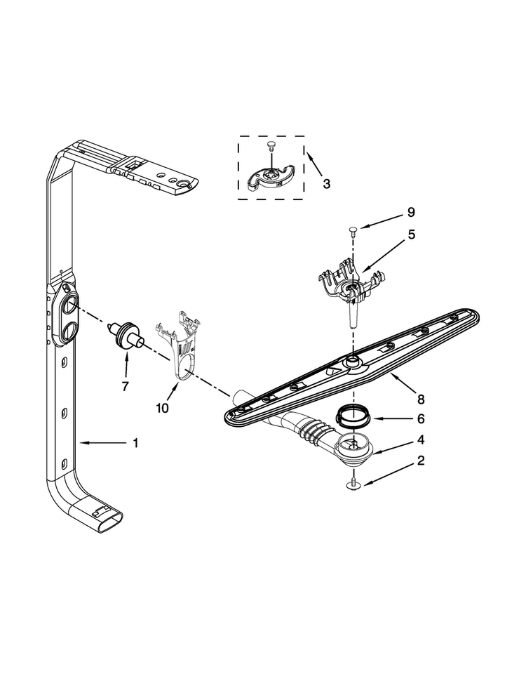 Upper Wash And Rinse Parts Diagram and Parts List for MDB6769PAW4  Maytag Dishwasher