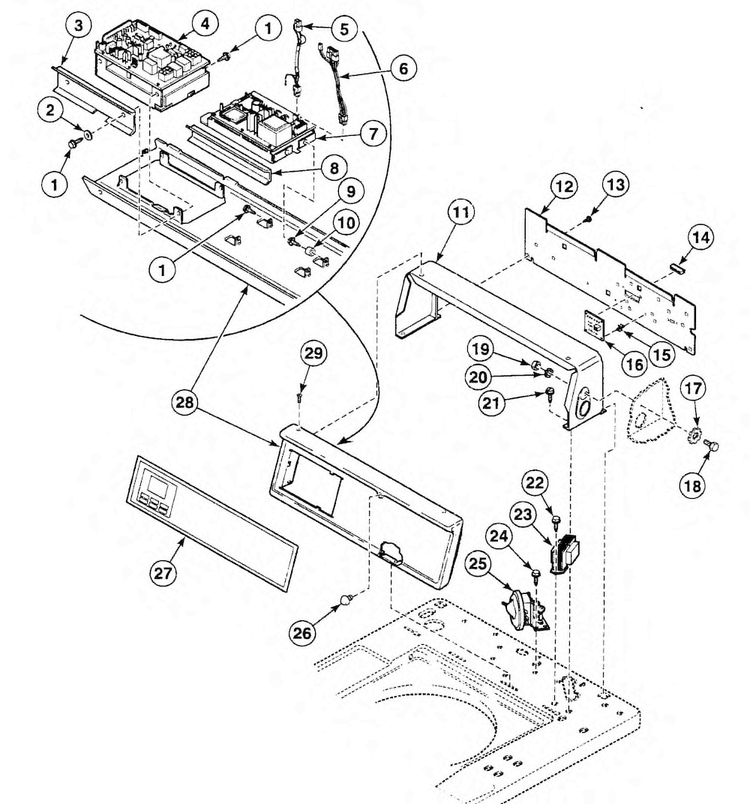 Control Panel Diagram and Parts List for SWTH21QM  Speed Queen Washer