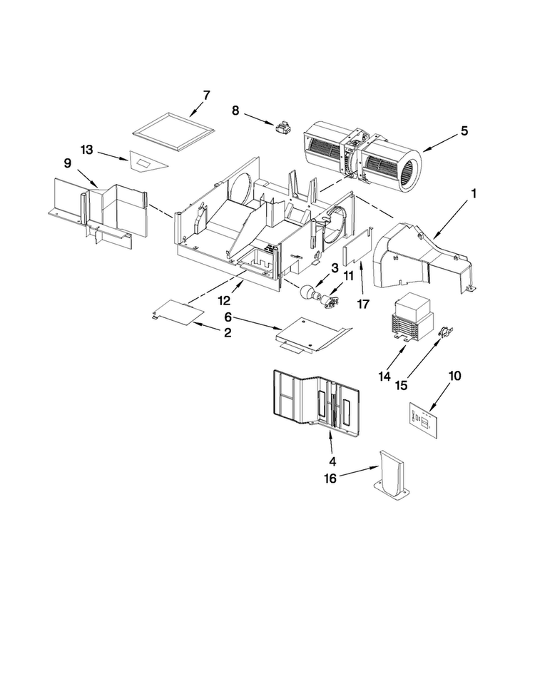 Air Flow Parts Diagram and Parts List for MMV1164WB0  Maytag Microwave