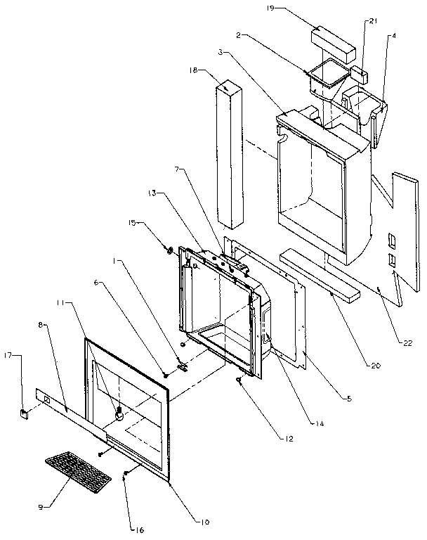 Ice And Water Cavity Diagram and Parts List for SSD25NB-P1162409W  Amana Refrigerator