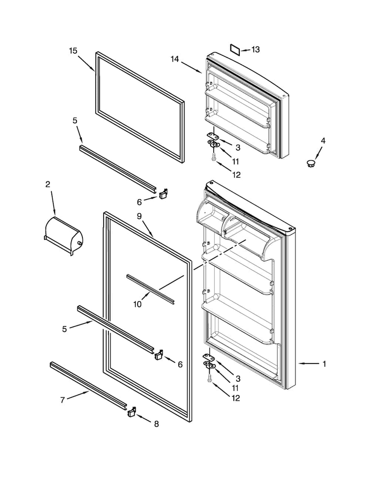 Door Parts Diagram and Parts List for A8RXCGFXW03  Amana Refrigerator