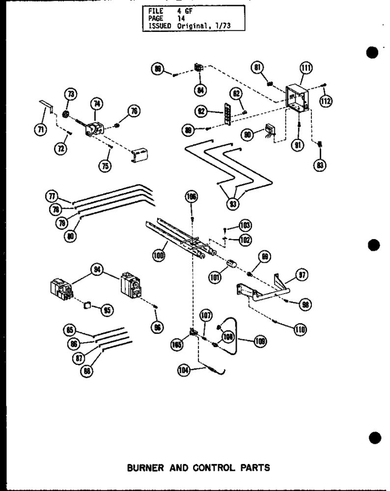 Burner And Control Parts 2 Diagram and Parts List for GH-105DE P96294-8F Amana Furnace
