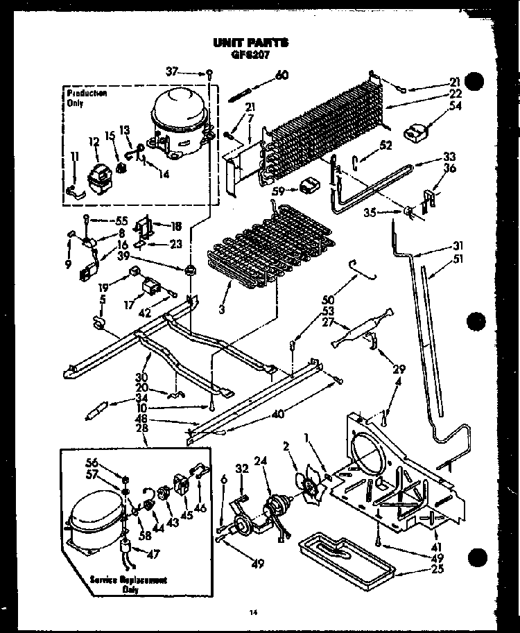 Unit Parts Diagram and Parts List for GFS207-MN02  Amana Refrigerator