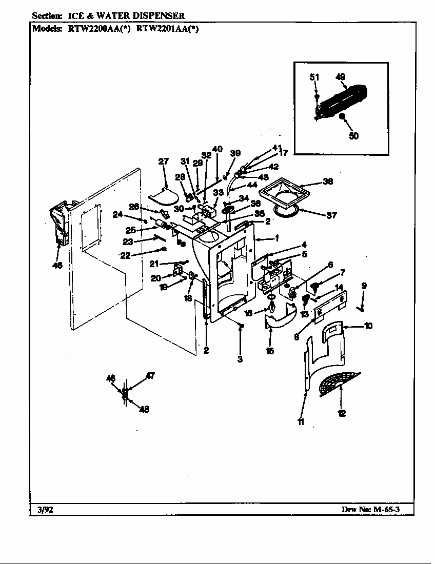 Ice & Water Dispenser (rtw2200aal/ch89a) (rtw2200aaw/ch89a) (rtw2201aal/ch90a) (rtw2201aaw/ch90a) Diagram and Parts List for RTW2201AAL CH89A Maytag Refrigerator
