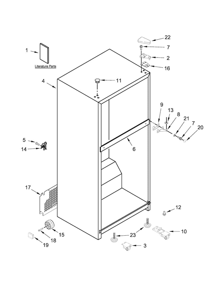 Cabinet Parts Diagram and Parts List for MRT118FFFE00  Maytag Refrigerator