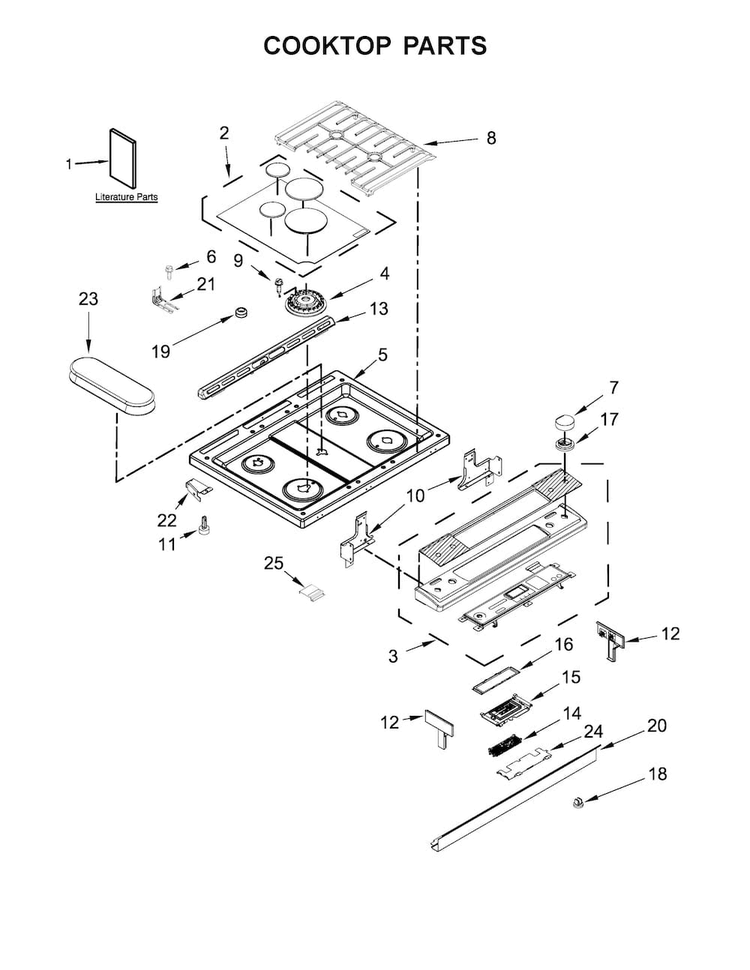 Cooktop Parts Diagram and Parts List for JGS1450DB0  Jenn-Air Range