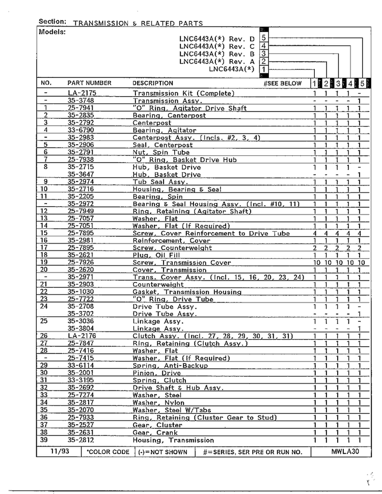 Transmission And Related Parts Page 2 Diagram and Parts List for 6443A  Norge Washer