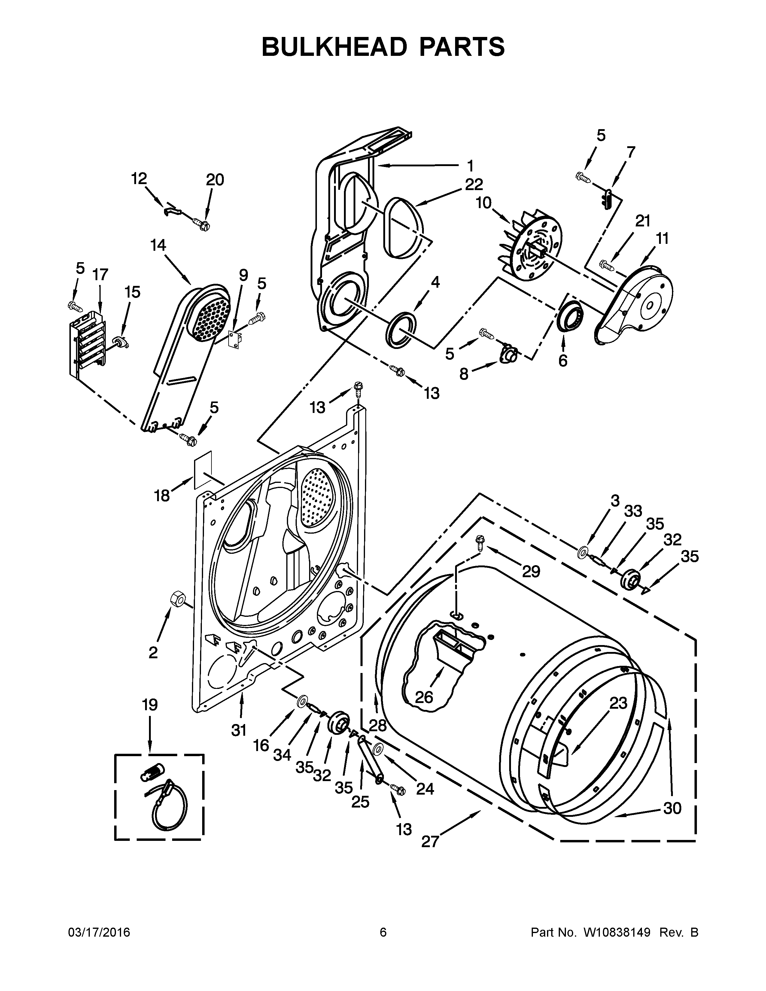 04 - BULKHEAD PARTS Diagram and Parts List for YNED4655EW1  Maytag Dryer
