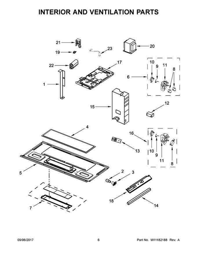 04 - Interior And Ventilation Parts Diagram and Parts List for AMV6507RGS1  Amana Microwave Oven Combo