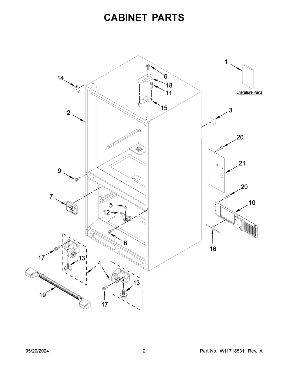 Cabinet Parts Diagram and Parts List for ABB1924BRB05  Amana Refrigerator