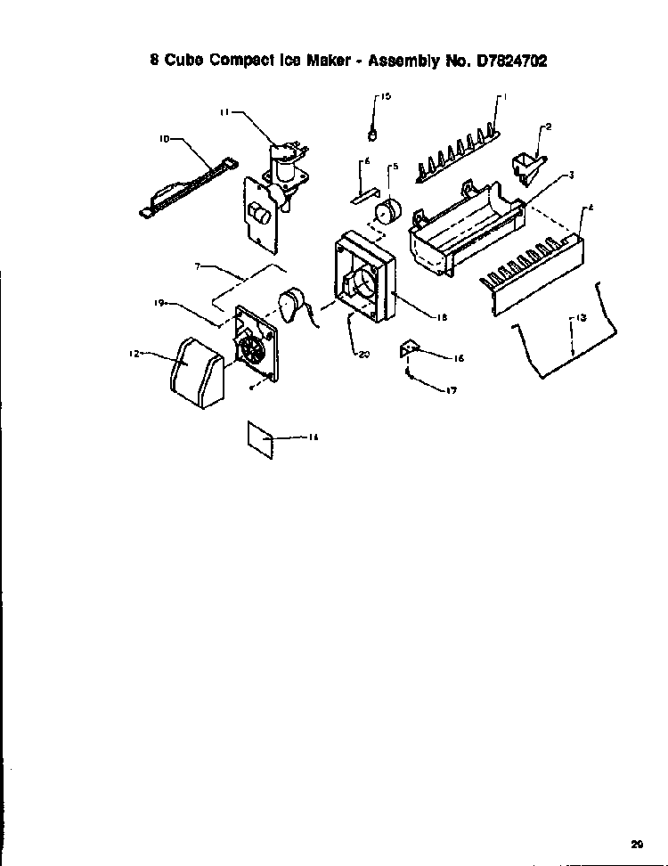 8 Cube Compact Ice Maker Diagram and Parts List for TA18S2W-P1194501WW  Amana Refrigerator