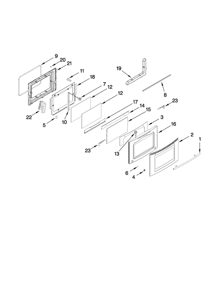Door Parts Diagram and Parts List for JGS8850BDS17  Jenn-Air Range