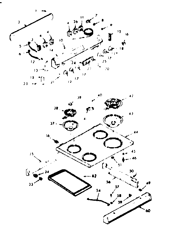 Backguard And Main Top Section Diagram and Parts List for 116387363  Kenmore Range