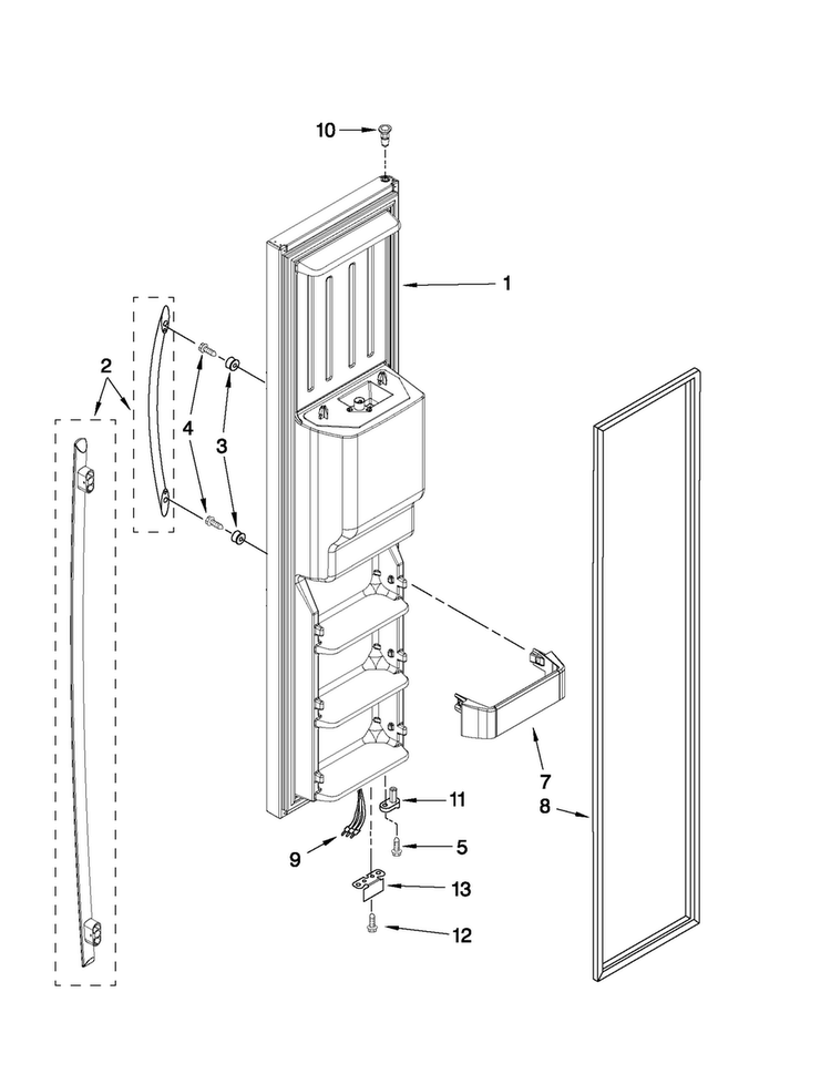 Freezer Door Parts Diagram and Parts List for JCD2595WES00  Jenn-Air Refrigerator