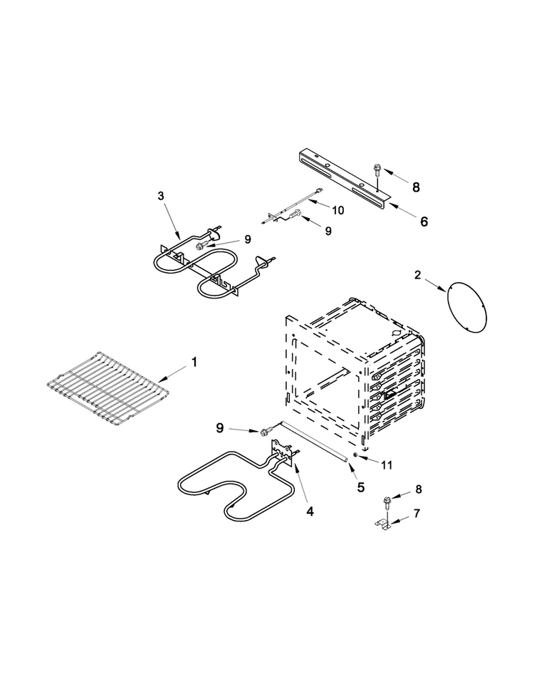 Internal Oven Parts Diagram and Parts List for JJW2330WS01  Jenn-Air Wall Oven