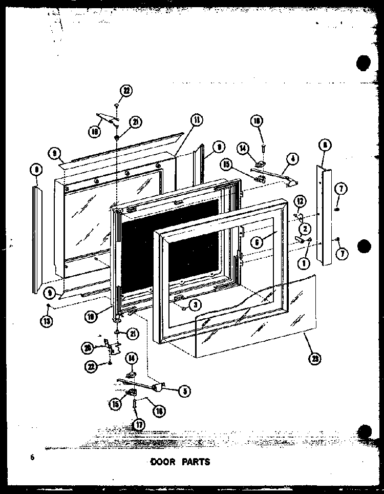 Door Parts Diagram and Parts List for RCC-4 P73409-1M Amana Microwave