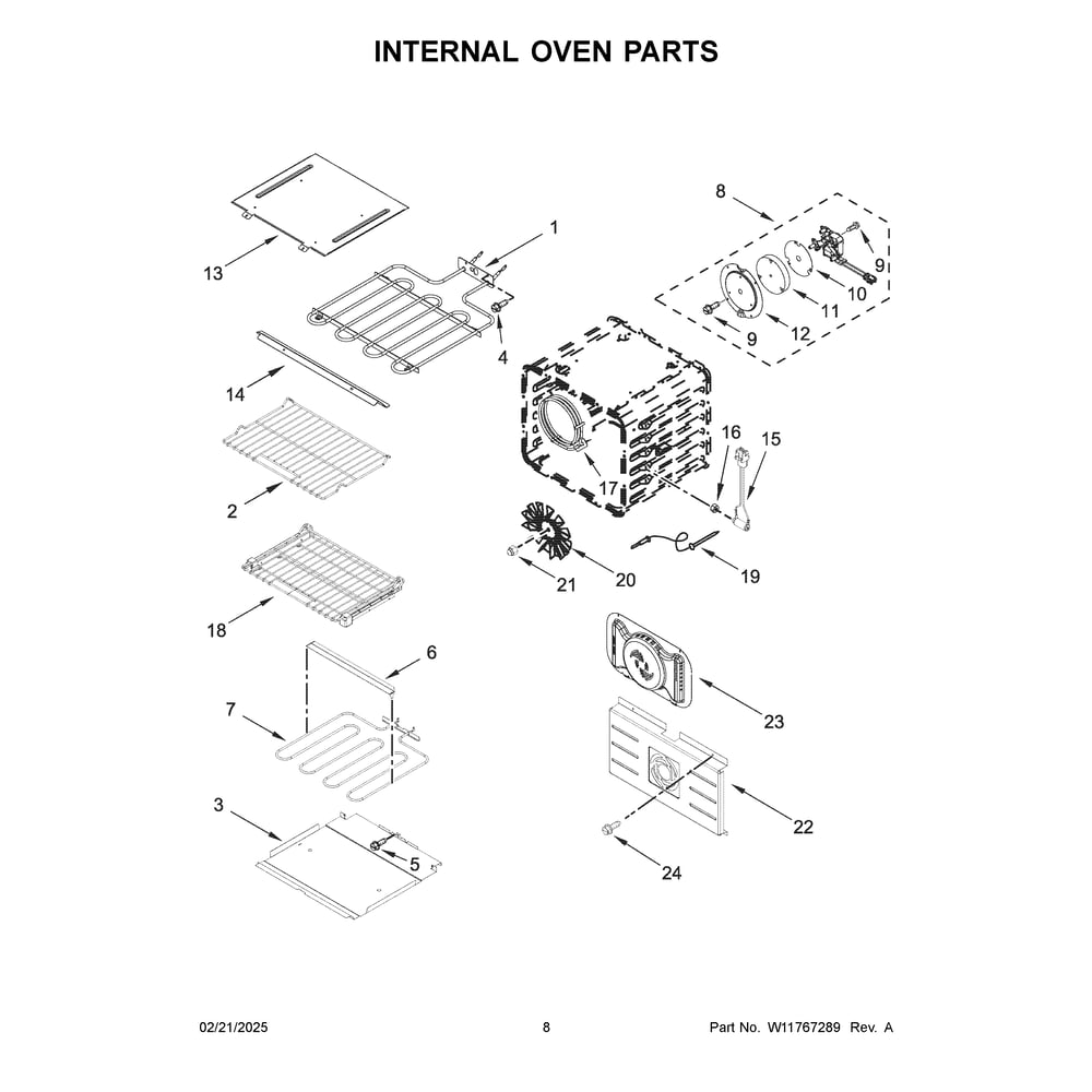Internal Oven Parts Diagram and Parts List for JOESC330RM00  Jenn-Air Wall Oven
