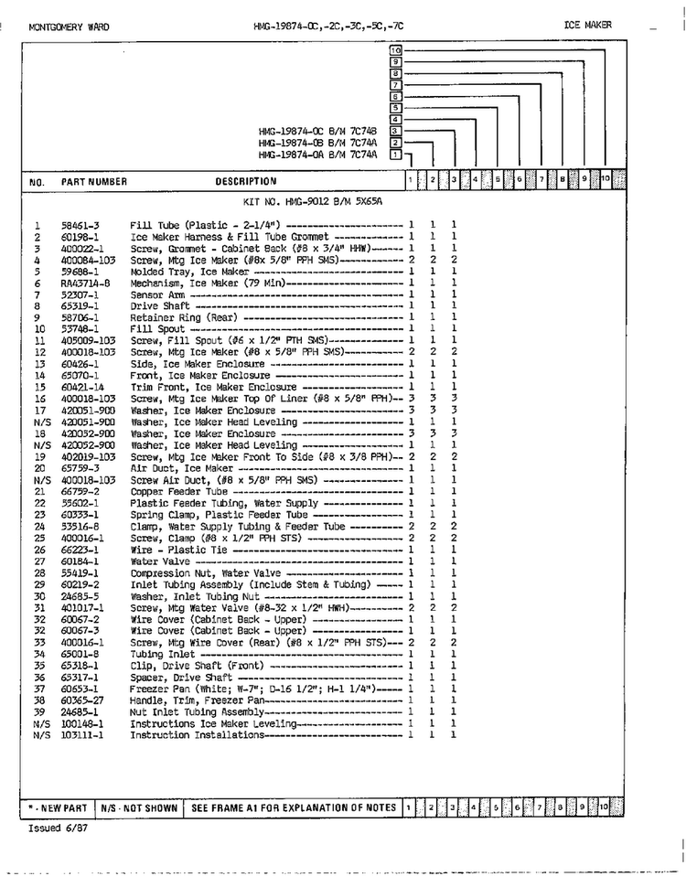 Ice Maker Page 2 Diagram and Parts List for 19874A  Admiral Refrigerator