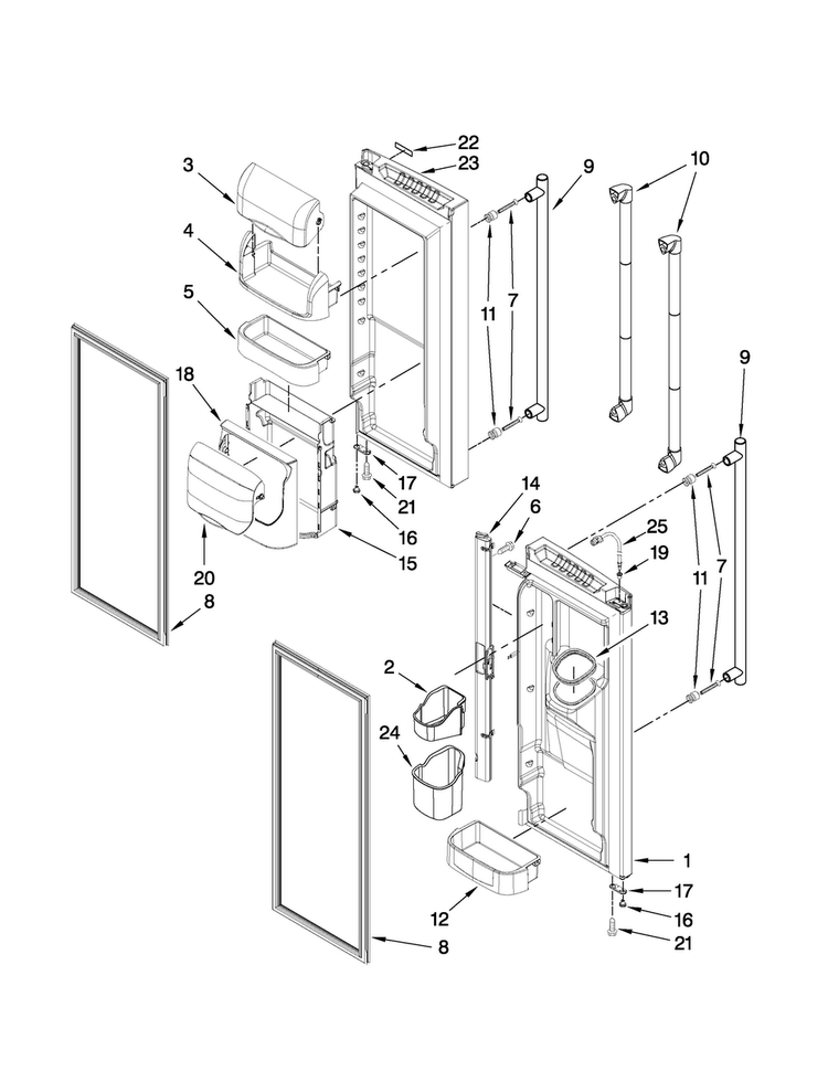Refrigerator Door Parts Diagram and Parts List for JFI2589AES3  Jenn-Air Refrigerator