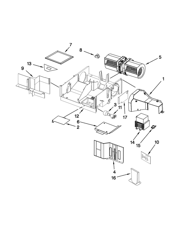Air Flow Parts Diagram and Parts List for MMV1164WB5  Maytag Microwave