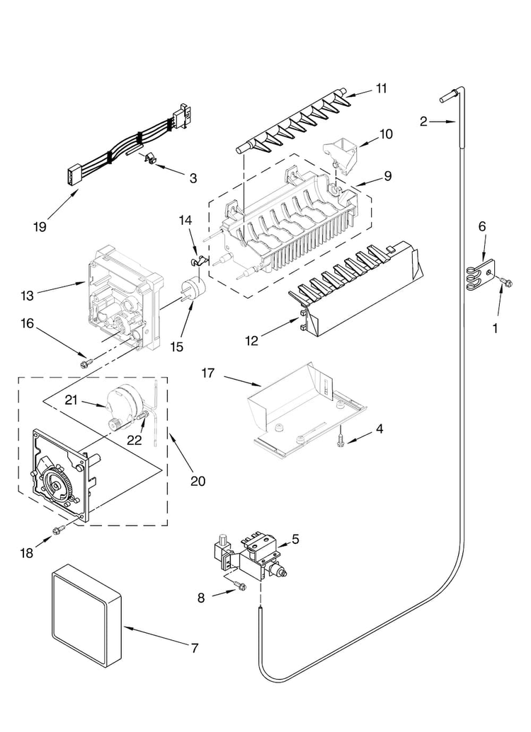 Icemaker Parts, Optional Parts Diagram and Parts List for MSD2550VES00  Maytag Refrigerator