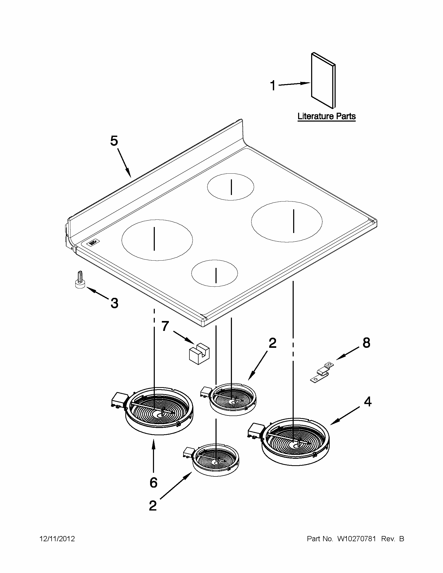 Cooktop Parts Diagram and Parts List for MER6741BAS17  Maytag Range