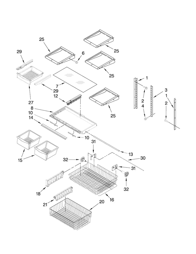 Shelf Parts Diagram and Parts List for ABB1924WEB1  Amana Refrigerator