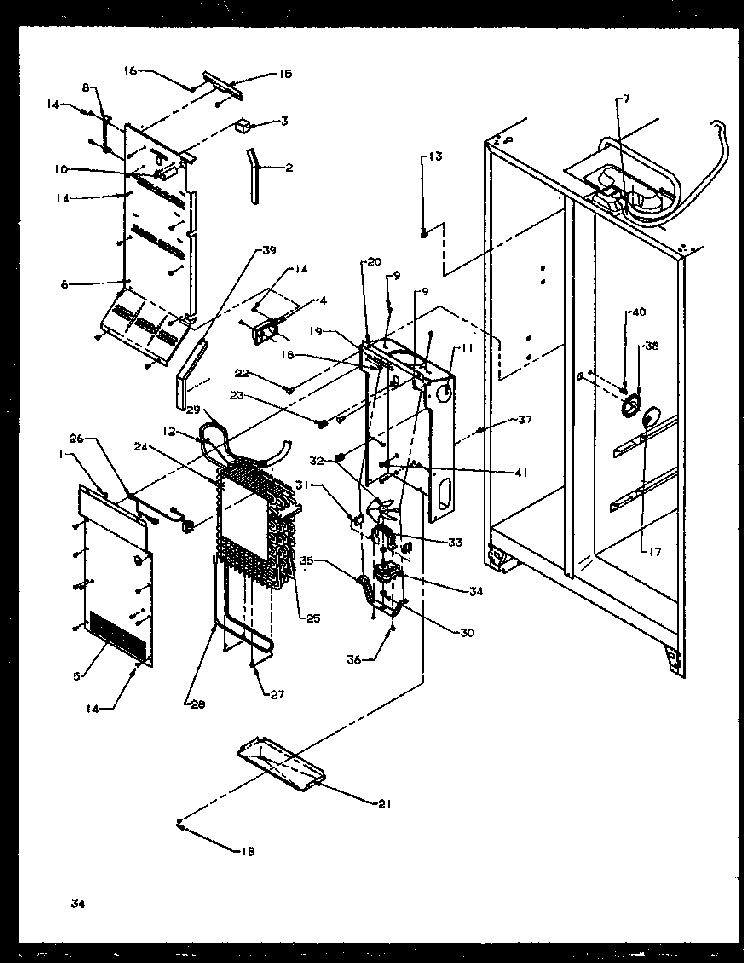 Evaporator And Air Handling Diagram and Parts List for SXD22NW-P1162405WW  Amana Refrigerator