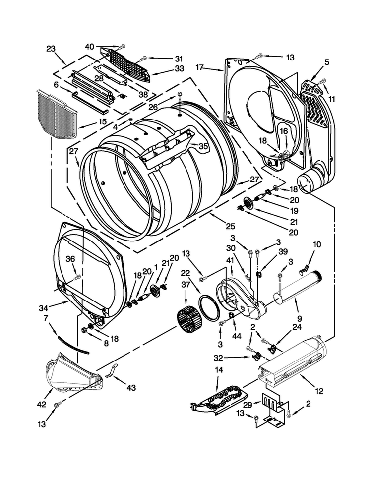 Bulkhead Parts Diagram and Parts List for MDE18MNAGW0  Maytag Dryer