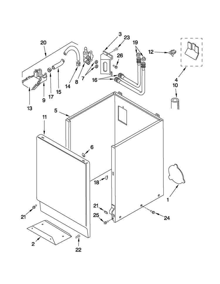 Cabinet Parts Diagram and Parts List for MAT13MNLGW  Maytag Washer