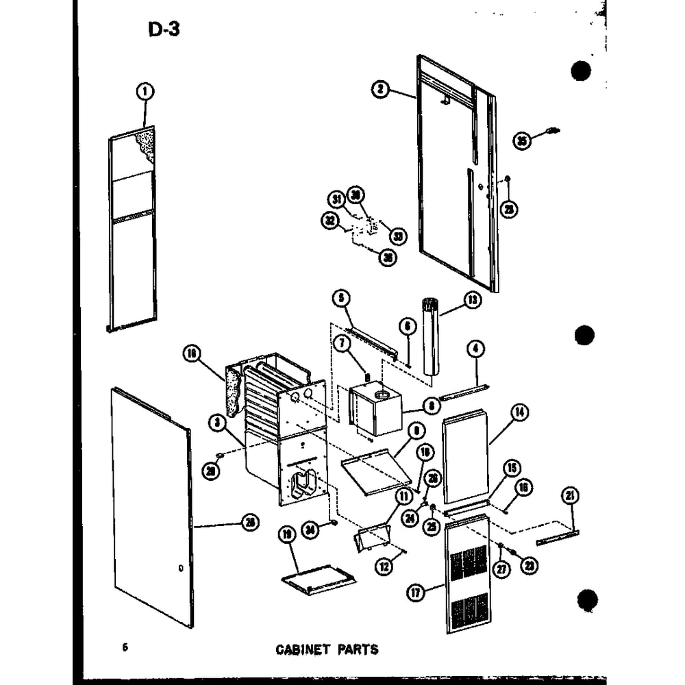 Cabinet Parts 1 Diagram and Parts List for GC120DM-35 P96523-4F Amana Furnace