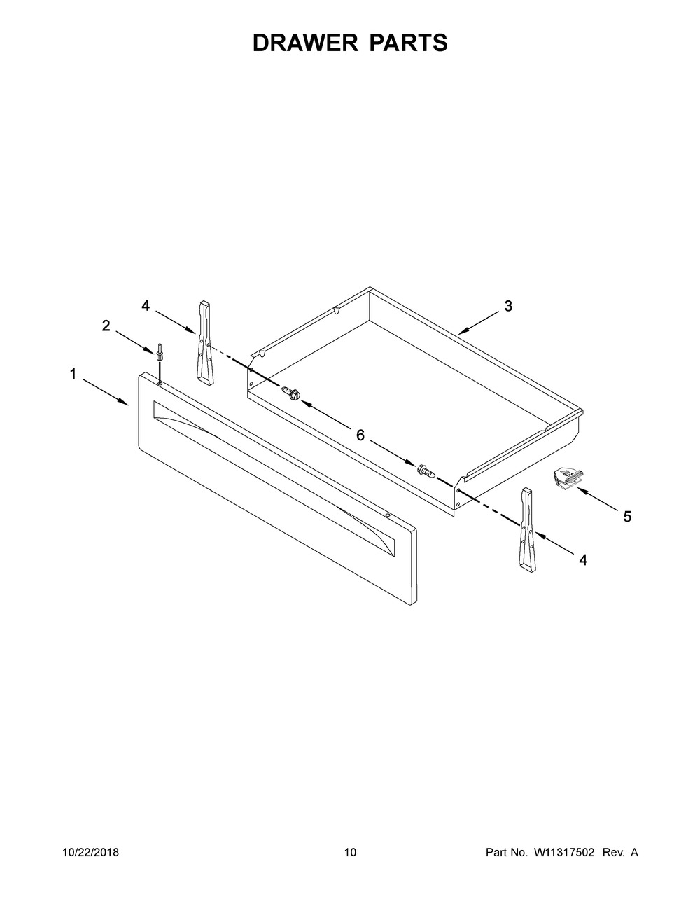 Drawer Parts Diagram and Parts List for AER6603SFW2  Maytag Range